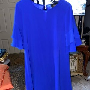 Royal blue dress with flowy arms